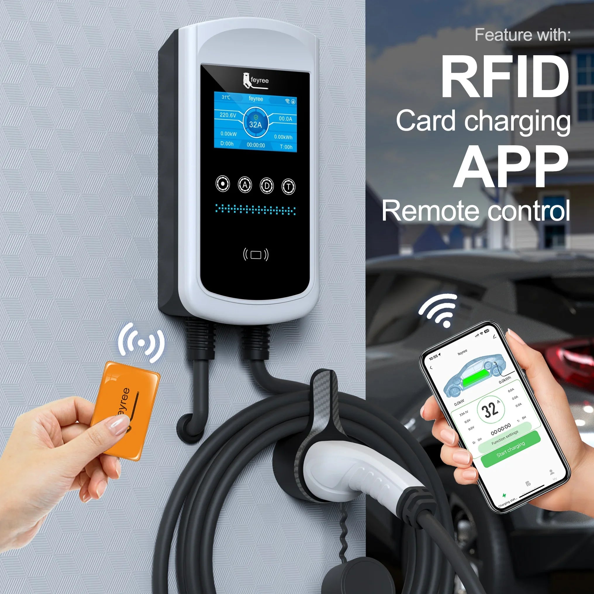 Type 2 EV Charging Station - Smart 22kW Wallbox with App & Load Balancing - 3