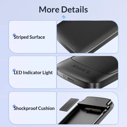 ORICO 2.5" USB 3.1 Type-C HDD/SSD Enclosure - 6Gbps Portable Hard Drive Case