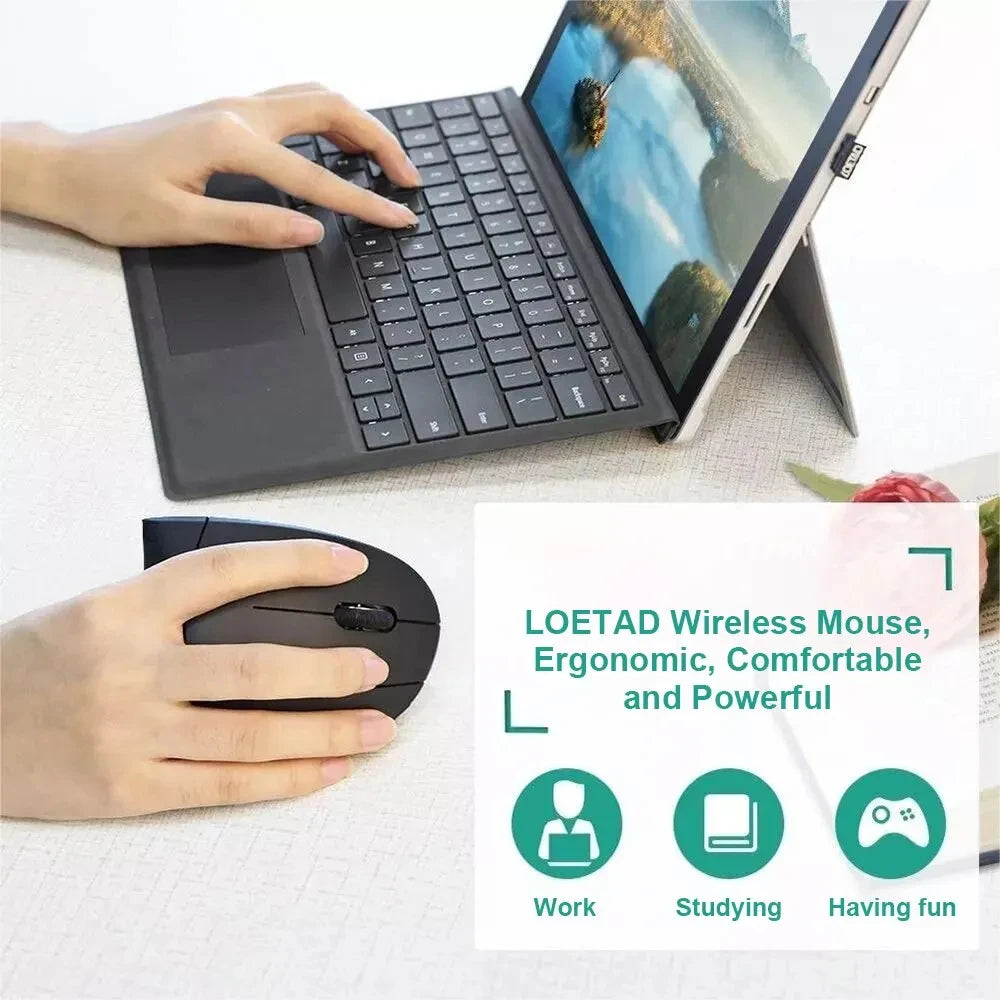 Wireless Ergonomic Vertical Mouse - 2.4GHz Optical Mouse with 3 Adjustable DPI