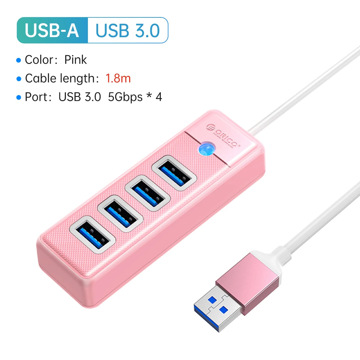 4-Port USB 3.0 Hub High-Speed Data Splitter for PC Laptop Desktop - 35