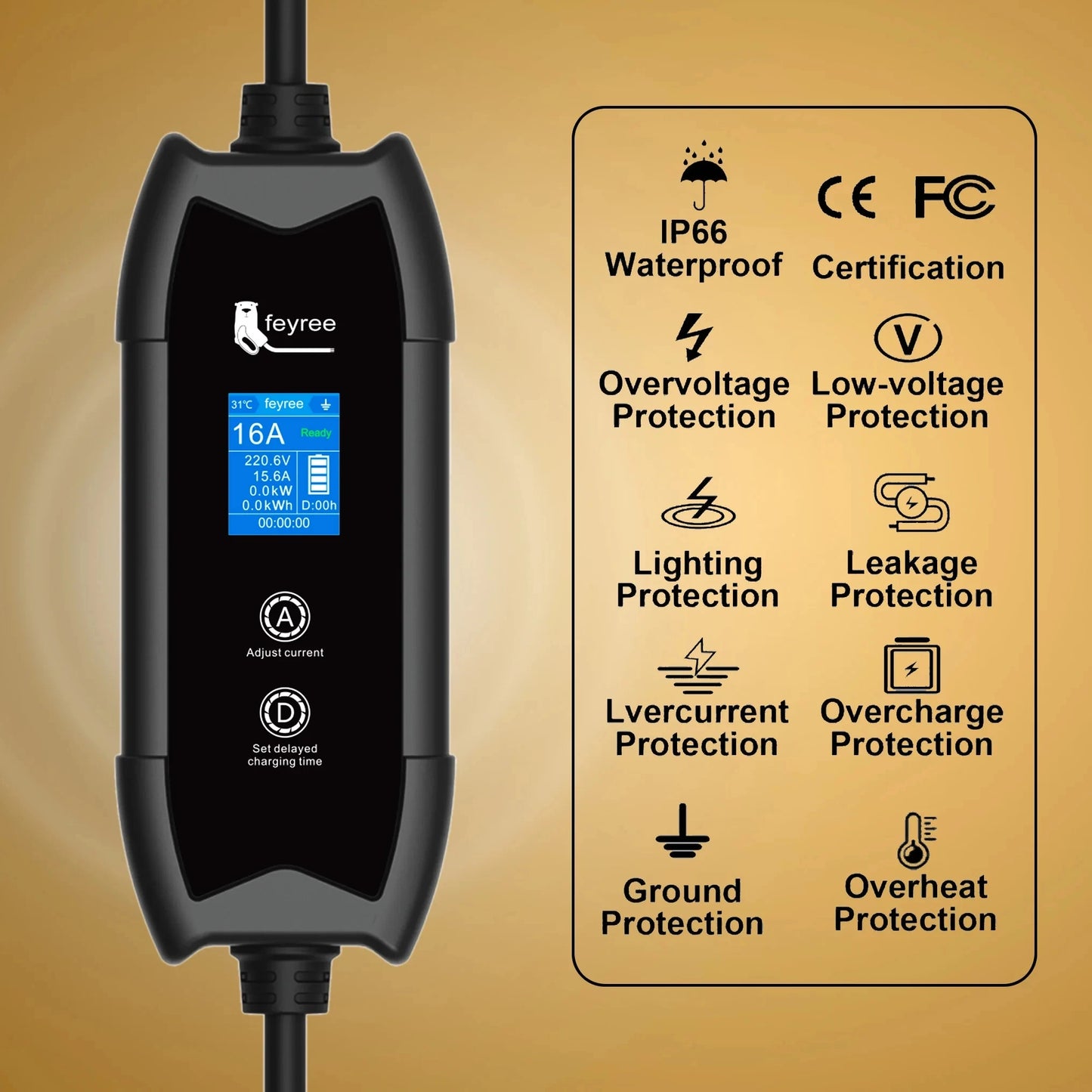 3.5KW Portable EV Charger for Tesla NACS - Adjustable Home Charging Station