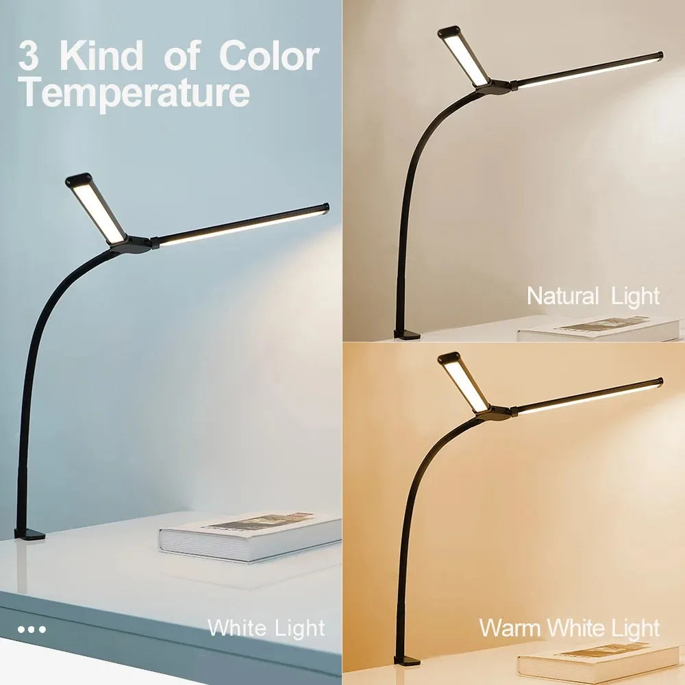 Double Head LED Architect Desk Lamp - Dimmable Office Light with Remote
