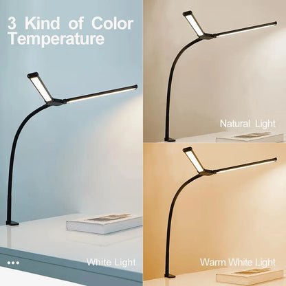 Dual-Head LED Architect Desk Lamp – Dimmable & Adjustable Office Lighting