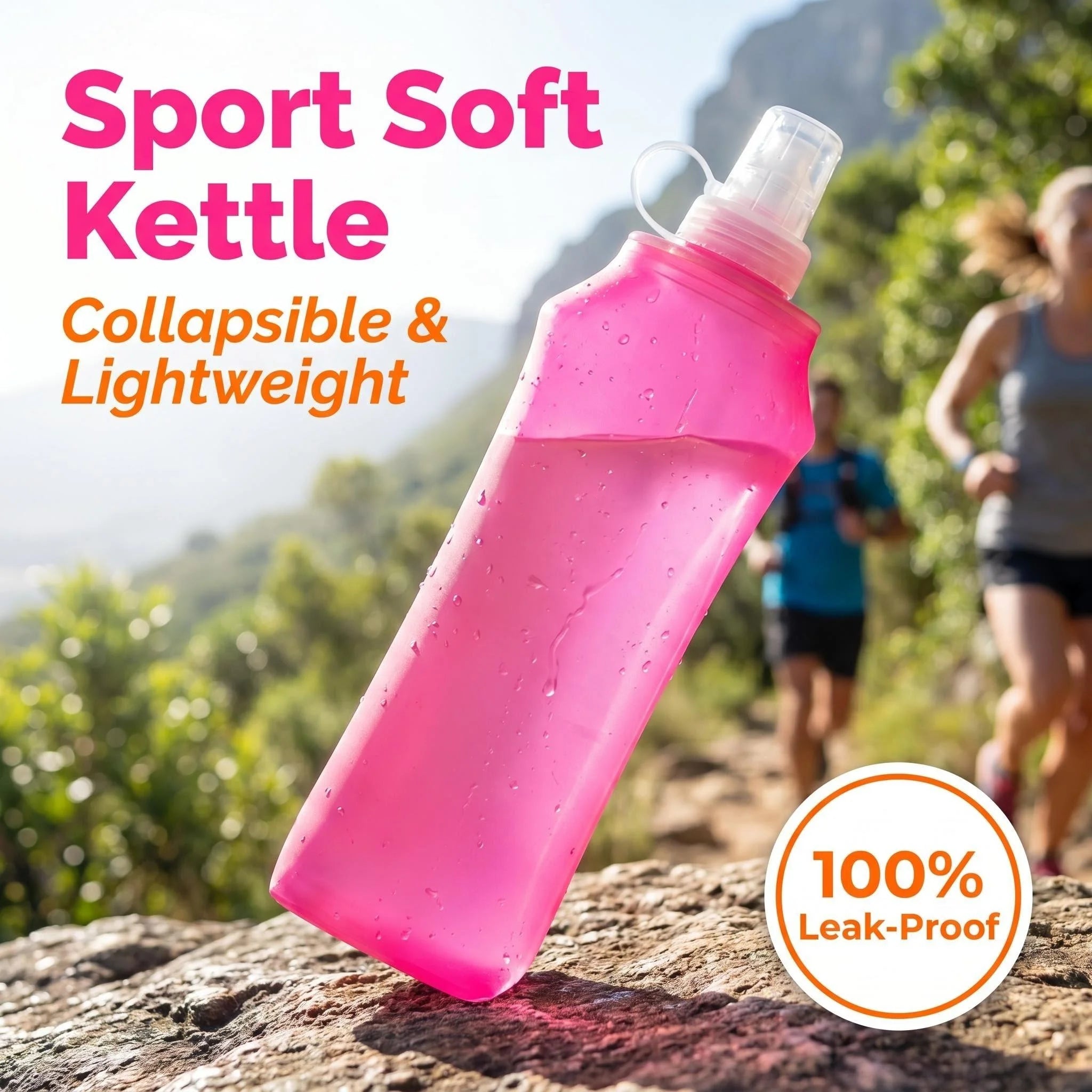 Collapsible Silicone Water Bottle - Lightweight Leak-Proof Travel Kettle - 8