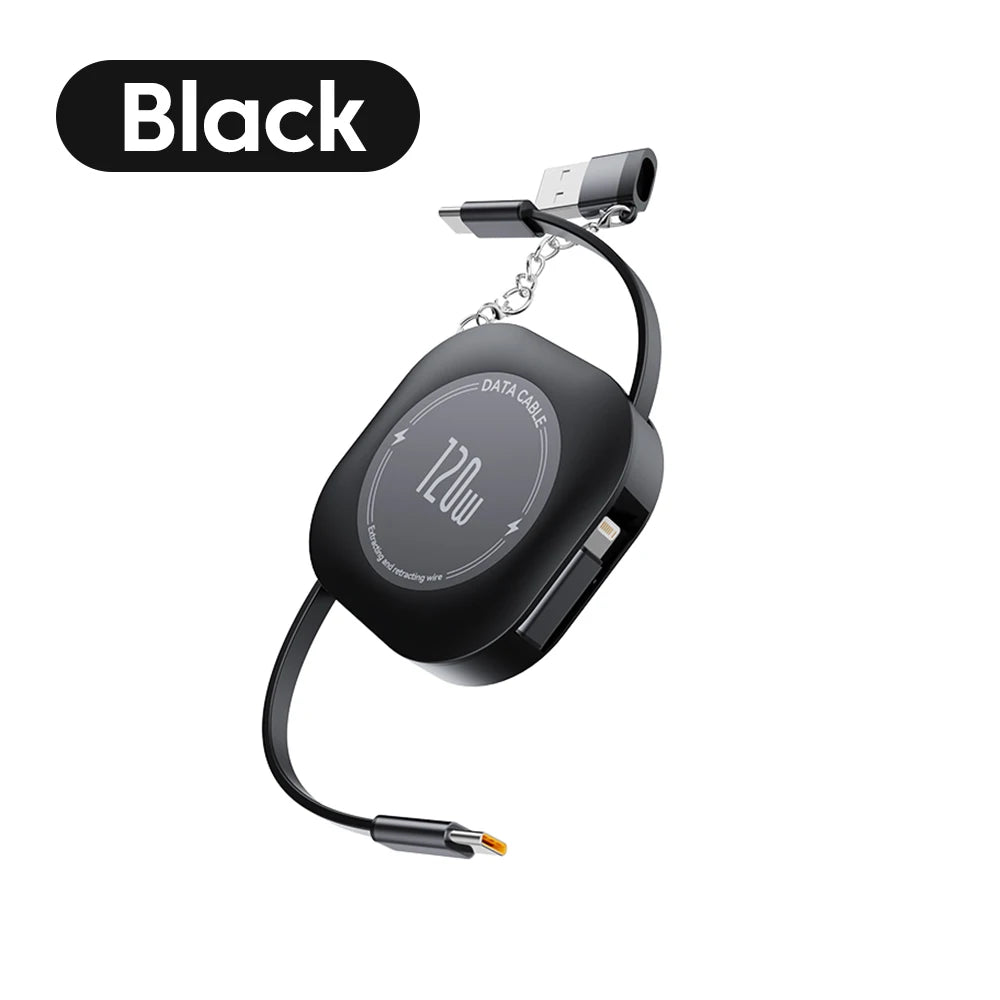 120W Retractable USB-C to USB-C Fast Charging Cable with Adapter - 21