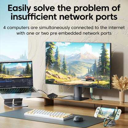 5-Port Gigabit Ethernet Switch - High-Speed RJ45 Network Splitter & Adapter