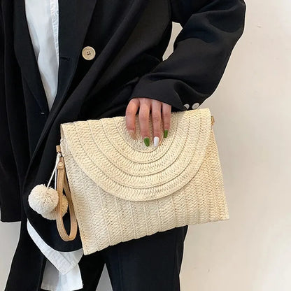 Luxury Woven Straw Beach Clutch