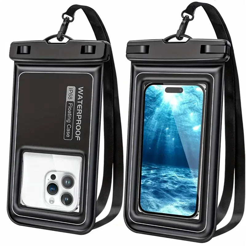 IP68 Floating Waterproof Phone Pouch for Swimming & Beach (Fits up to 6.8")