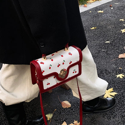 Luxury Cherry Print Crossbody Bag