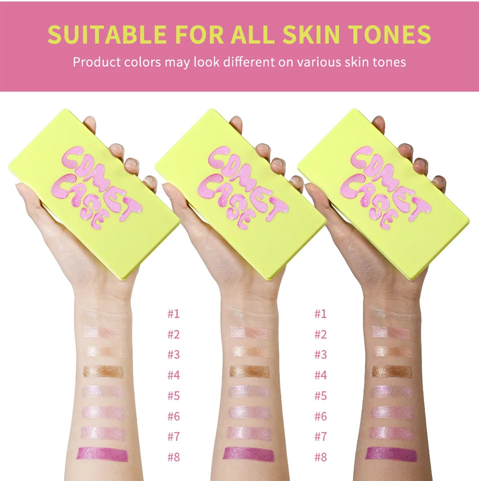 8-Color Cream Blush & Highlighter Palette | Long-Lasting Glow