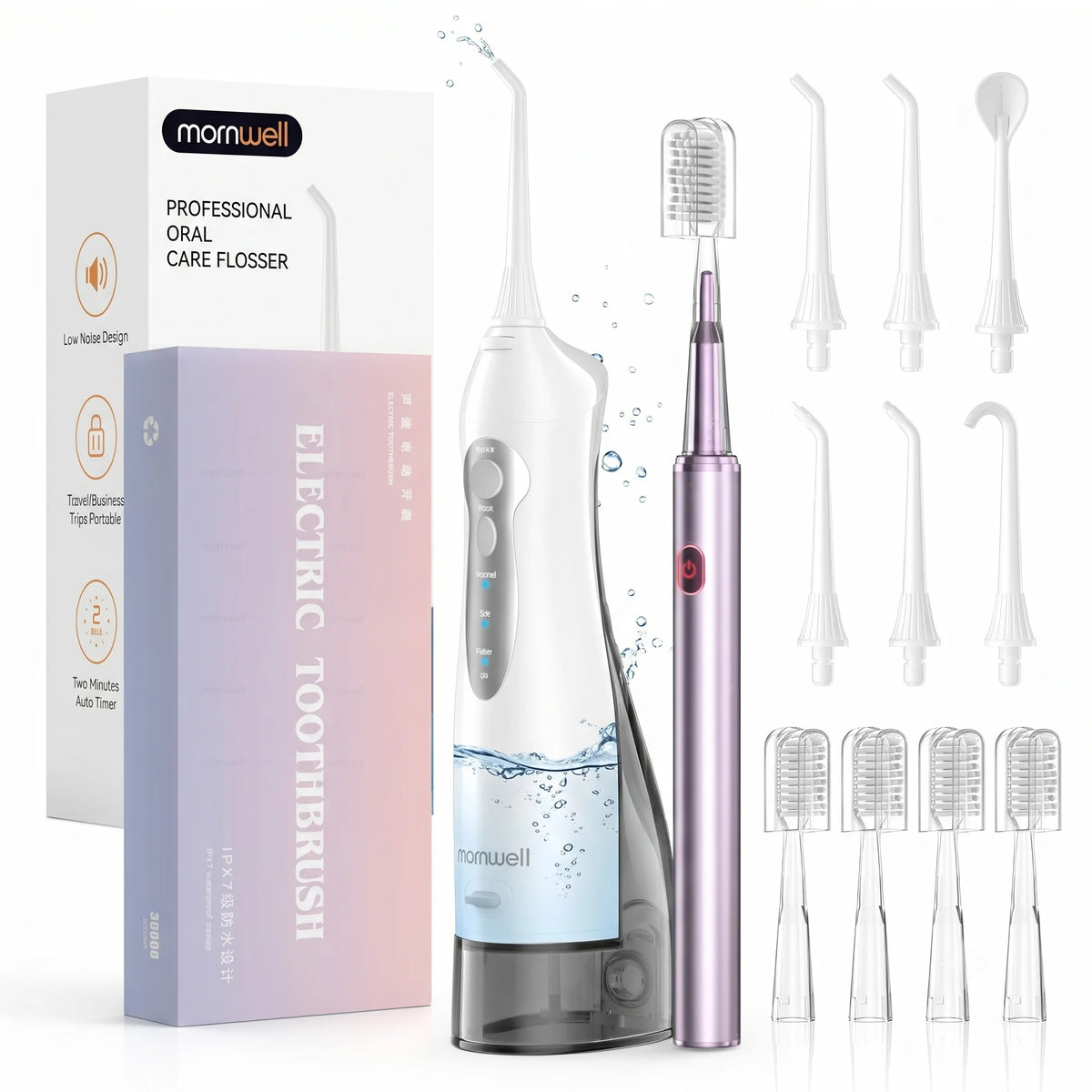 Portable Water Flosser and Electric Toothbrush Combo Set for Deep Oral Care