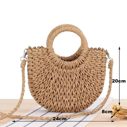 Luxury Orange Straw Handbag