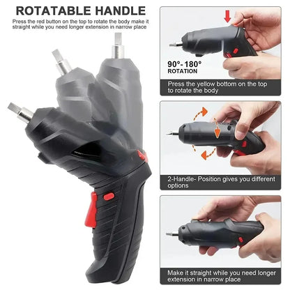 3.6V Cordless Electric Screwdriver Set - Compact Rechargeable Power Tool