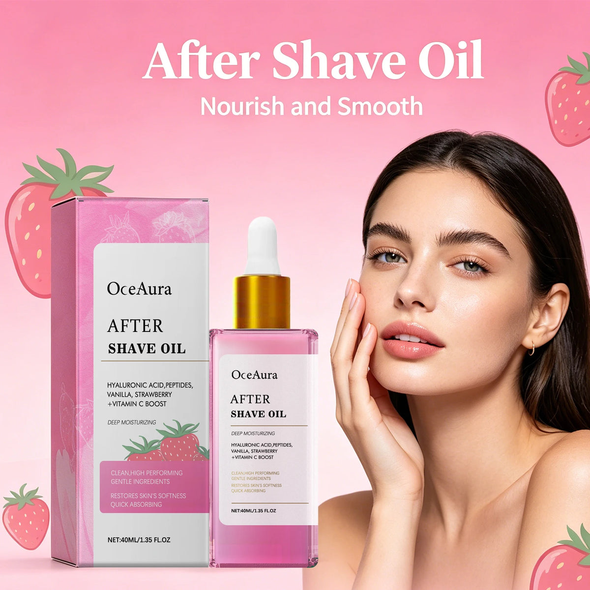 Strawberry Scented After Shave & Hair Removal Soothing Oil for Skin Hydration