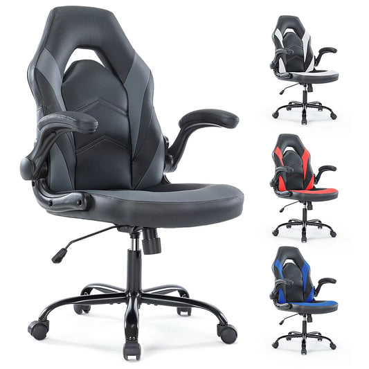 Ergonomic Racing Gaming Chair - Adjustable Height & Flip-Up Armrest Desk Chair
