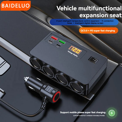 120W 4-Port Fast Car Charger Adapter - QC3.0 PD USB Type-C Auto Power Outlet