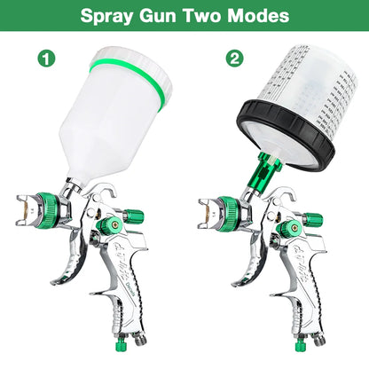 Professional HVLP Gravity Feed Spray Paint Gun Kit - 1.4/1.7/2.0mm Nozzles