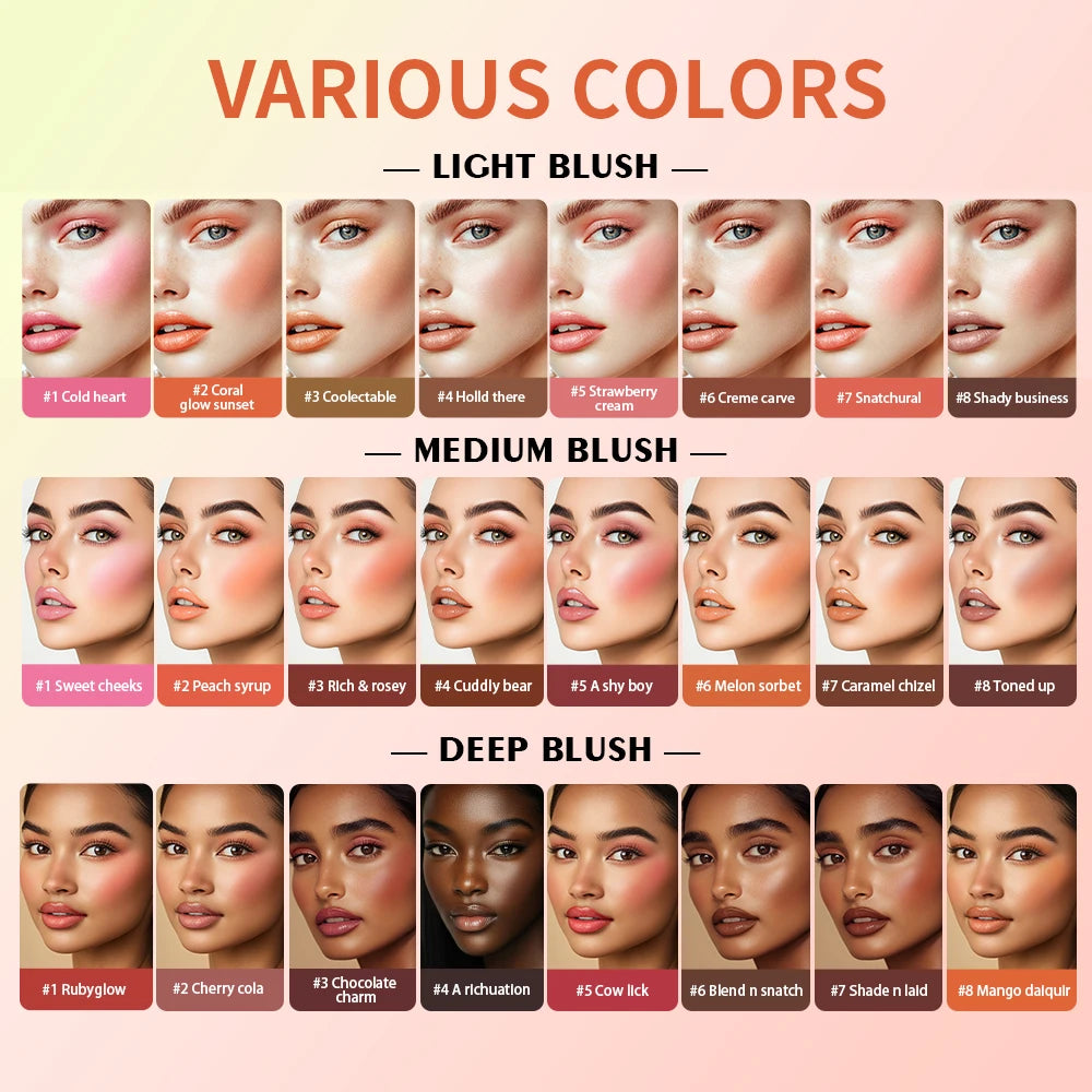 8-Color Cream Blush & Highlighter Palette | Long-Lasting Glow