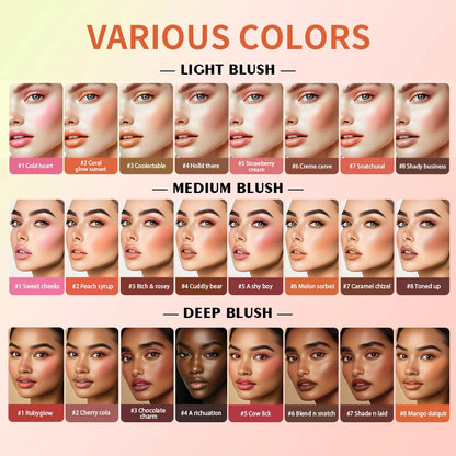 8-Color Cream Blush & Highlighter Palette | Long-Lasting Glow