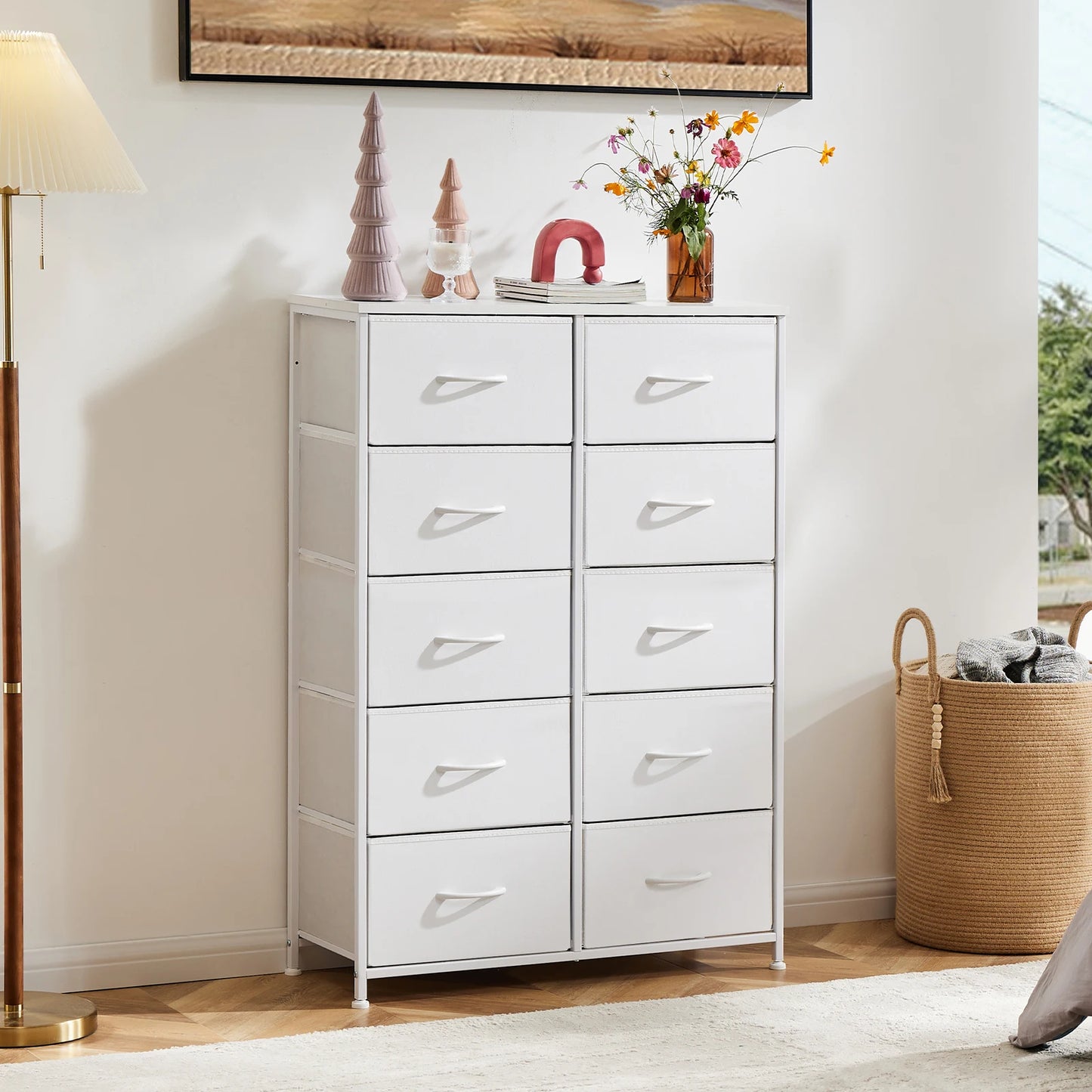 10-Drawer Fabric Dresser Organizer with Sturdy Steel Frame Storage Unit