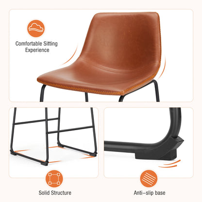 Modern Faux Leather Bar Stools - Set of 2 Counter Height Kitchen Chairs