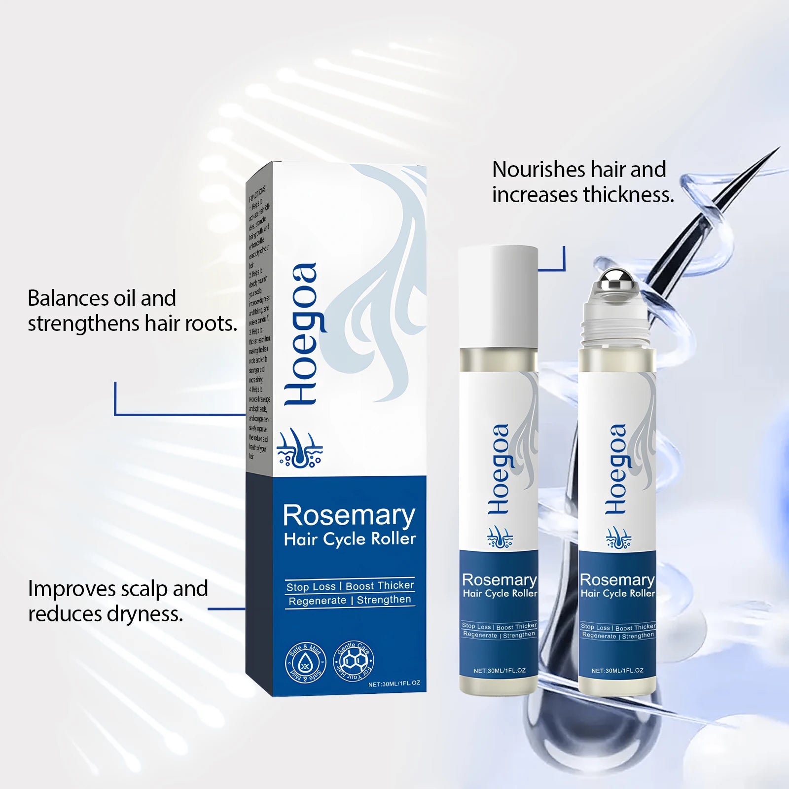 Rosemary Hair Growth Serum Roller for Scalp Stimulation and Damage Repair - 9