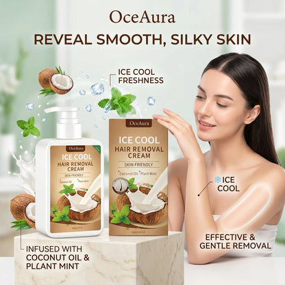 Ice Cool Painless Hair Removal Cream with Coconut Oil & Mint