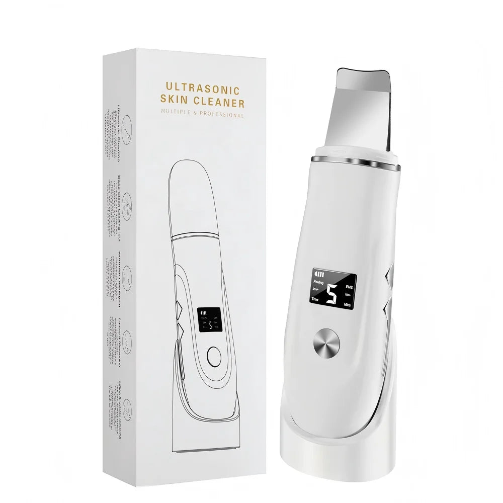 Ultrasonic Facial Skin Scrubber - Deep Cleansing & Blackhead Remover Spatula