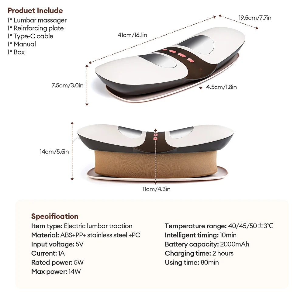 Electric Lumbar Traction Massager with Heat & Vibration - 27