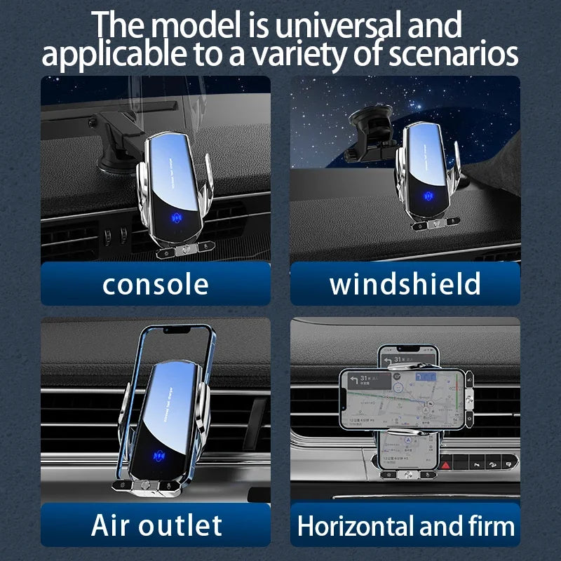15W Automatic Clamping Car Wireless Charger & Magnetic Phone Mount