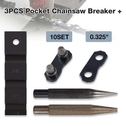 Chainsaw Chain Repair Kit - Pocket Breaker Punch & .325 Joiner Links Mending Tool