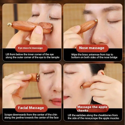 Brass Lotus Eye Massage Stick - Facial Gua Sha & Acupressure Tool