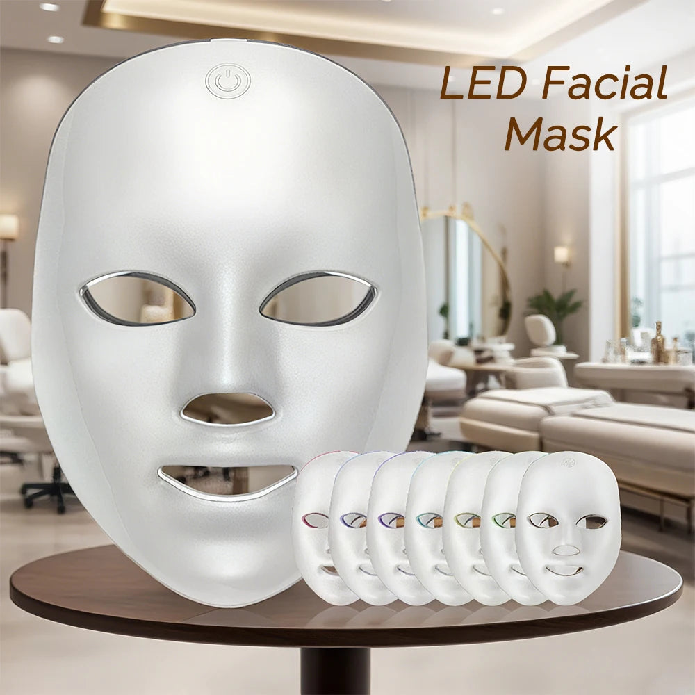 Wireless 7-Color LED Facial Mask for Anti-Aging & Acne
