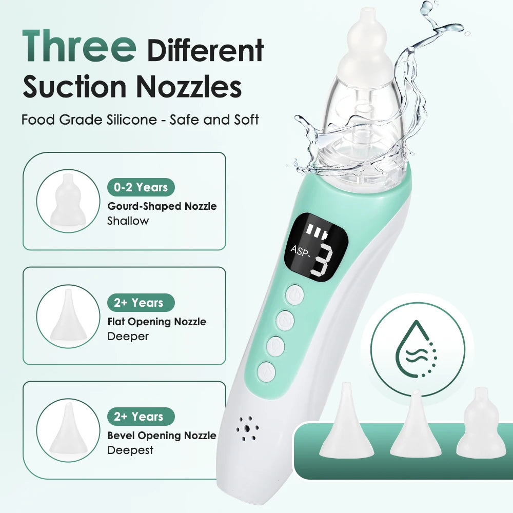 Electric Baby Nasal Aspirator - Rechargeable Nose Cleaner with Music & LED Screen - 3