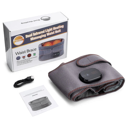 Cordless Heated Lumbar Massager Belt with Red Light Therapy & Vibration