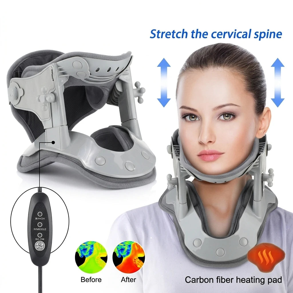 Heated Cervical Neck Traction Stretcher with Adjustable Height & Heat Therapy