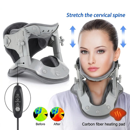 Heated Cervical Neck Traction Stretcher with Adjustable Height & Heat Therapy