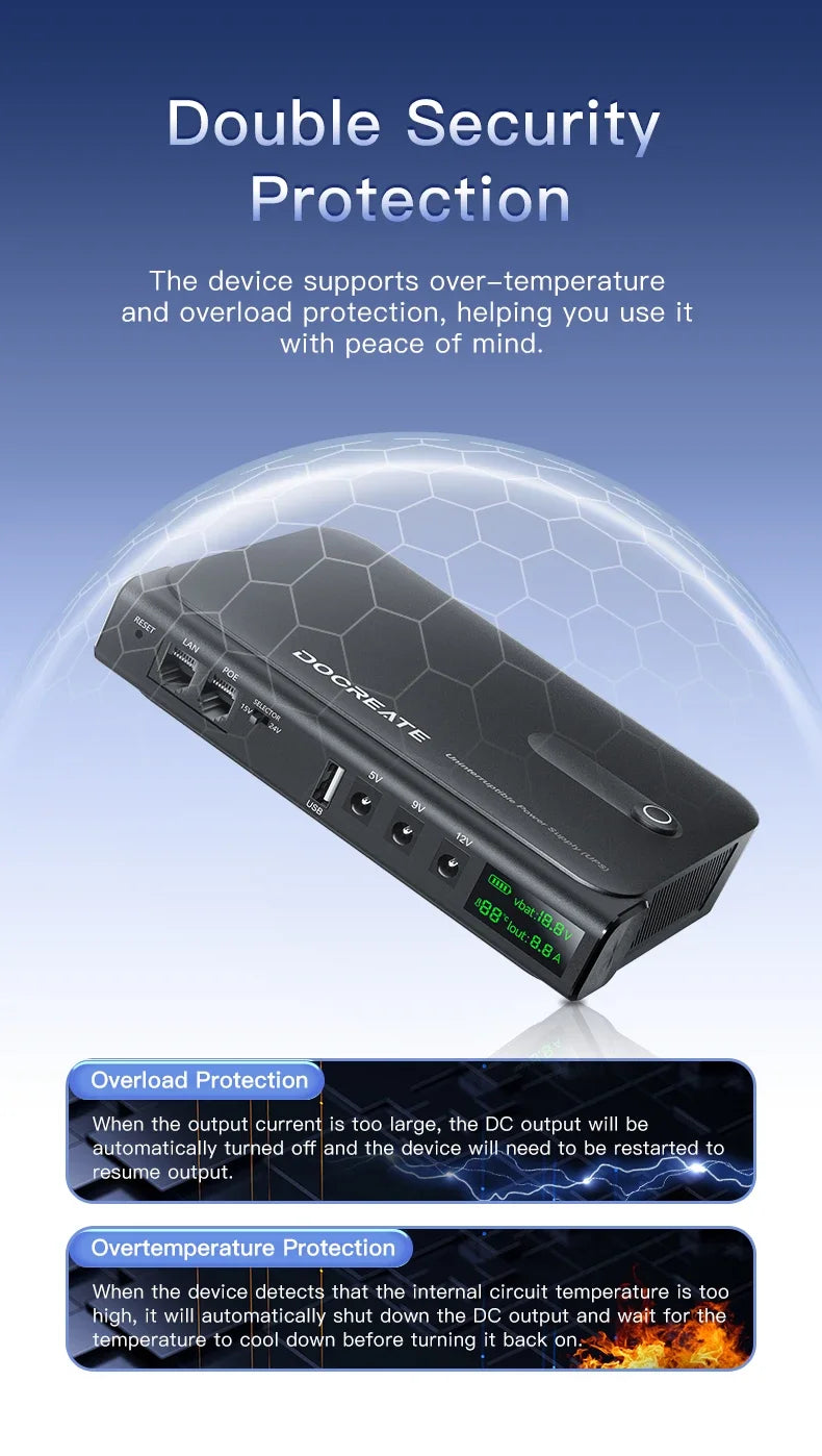 36W Mini DC UPS Backup Power Supply for Router & CCTV - Uninterruptible