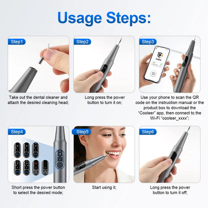 Visual Ultrasonic Tooth Cleaner with HD Camera & LED Light