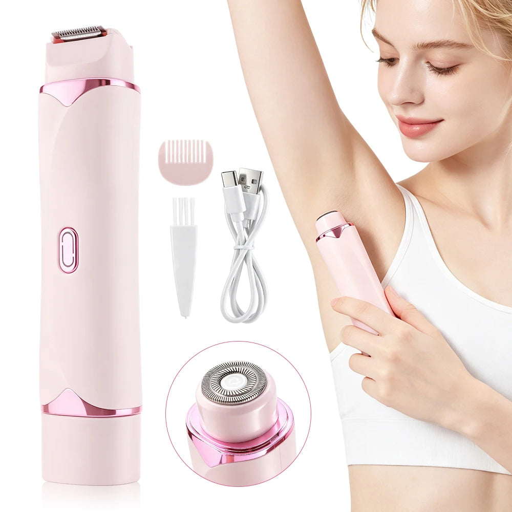 2-in-1 Dual-Head Electric Women’s Hair Trimmer & Shaver for Sensitive Skin