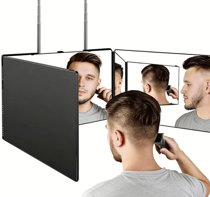 360 Trifold Makeup & Hair Cutting Mirror with Telescoping Hooks