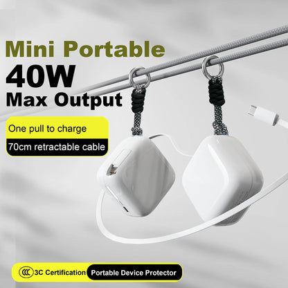 40W Fast Charging 10000mAh Power Bank with Built-in Retractable Cable
