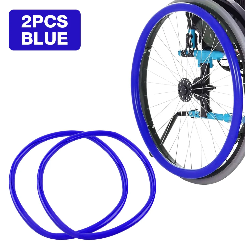 24-Inch Wheelchair Non-Slip Push Rim Covers - Silicone Hand Wheel Grips (1 Pair) - 8