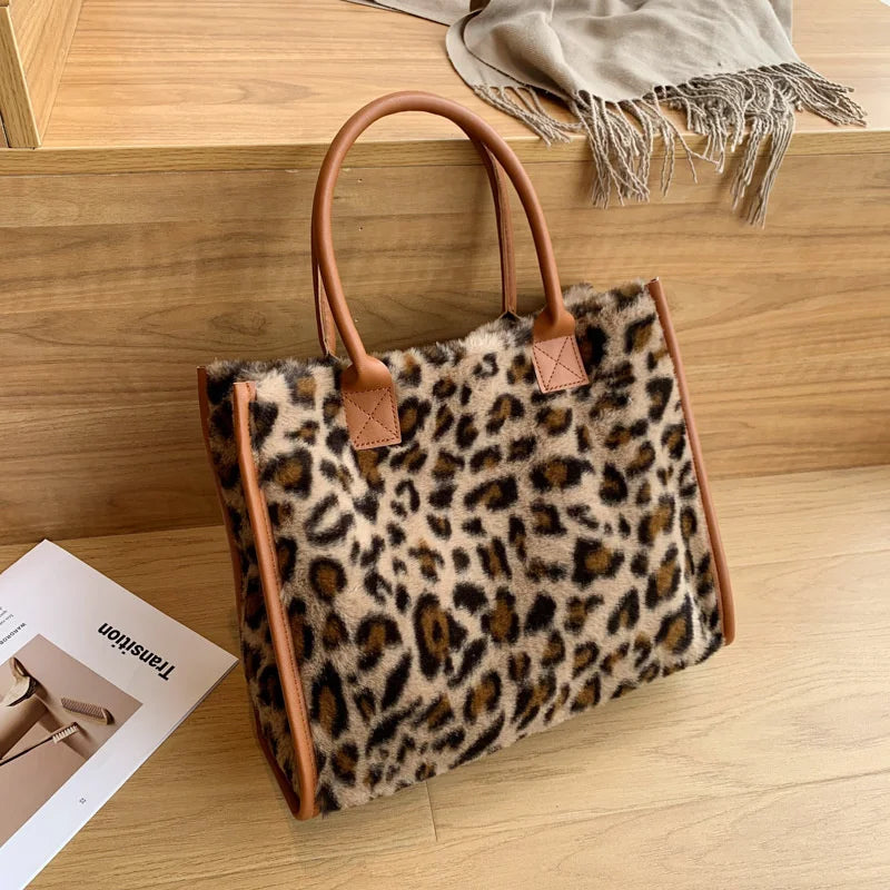 Luxury Fluffy Animal Print Tote