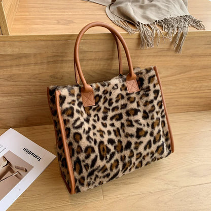 Luxury Fluffy Animal Print Tote