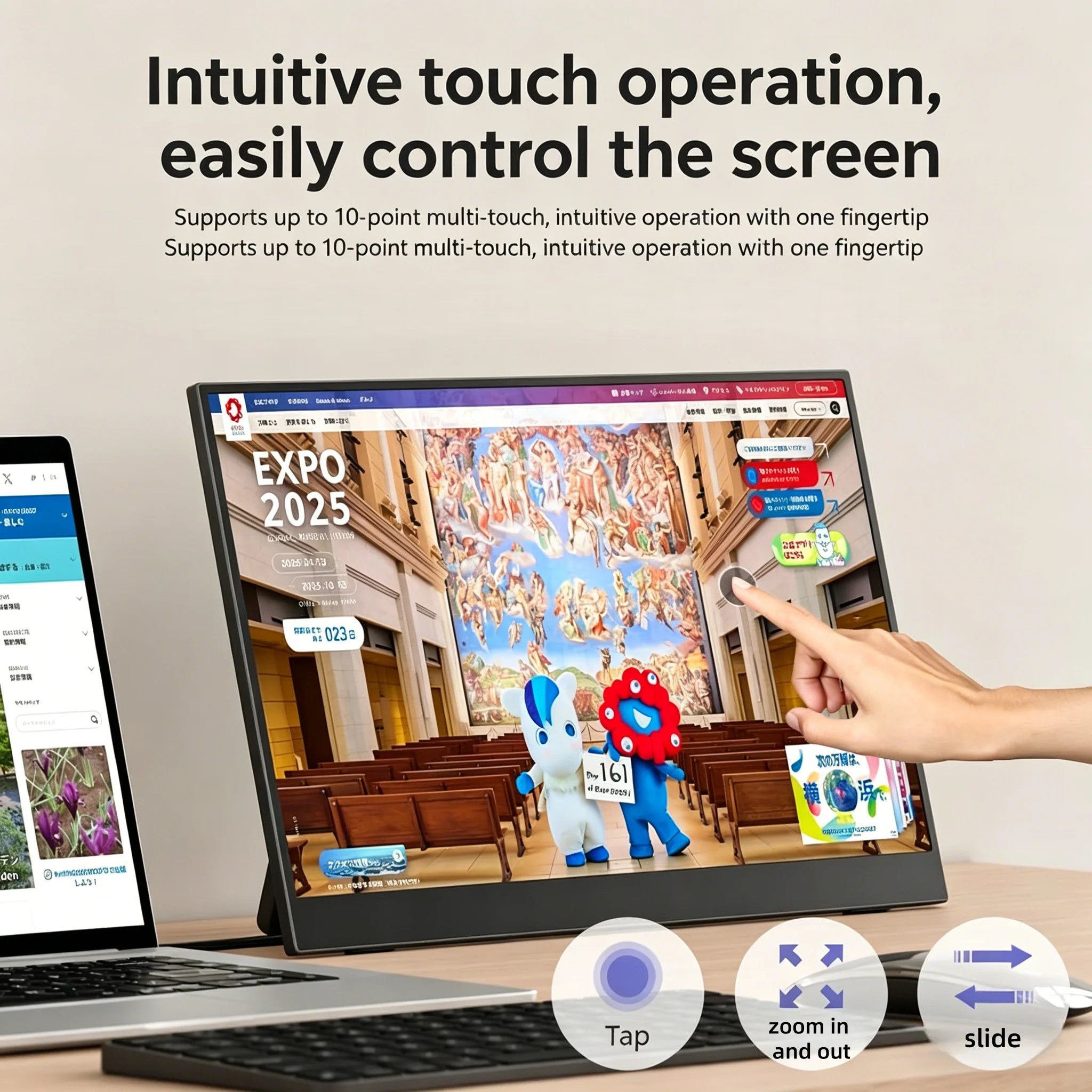 14" Portable IPS Touch Monitor - 1920x1200 HD Gaming & Laptop Expand Display - 2