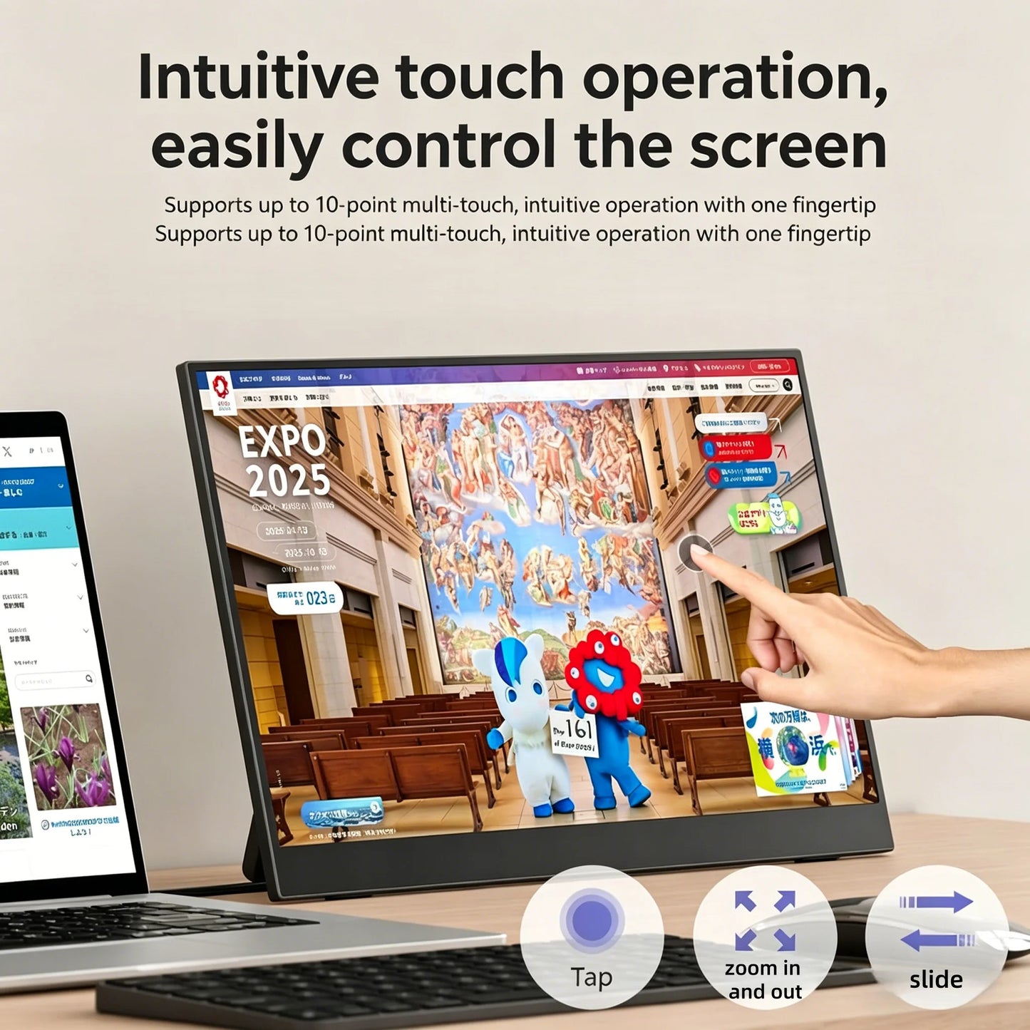 14" Portable IPS Touch Monitor - 1920x1200 HD Gaming & Laptop Expand Display