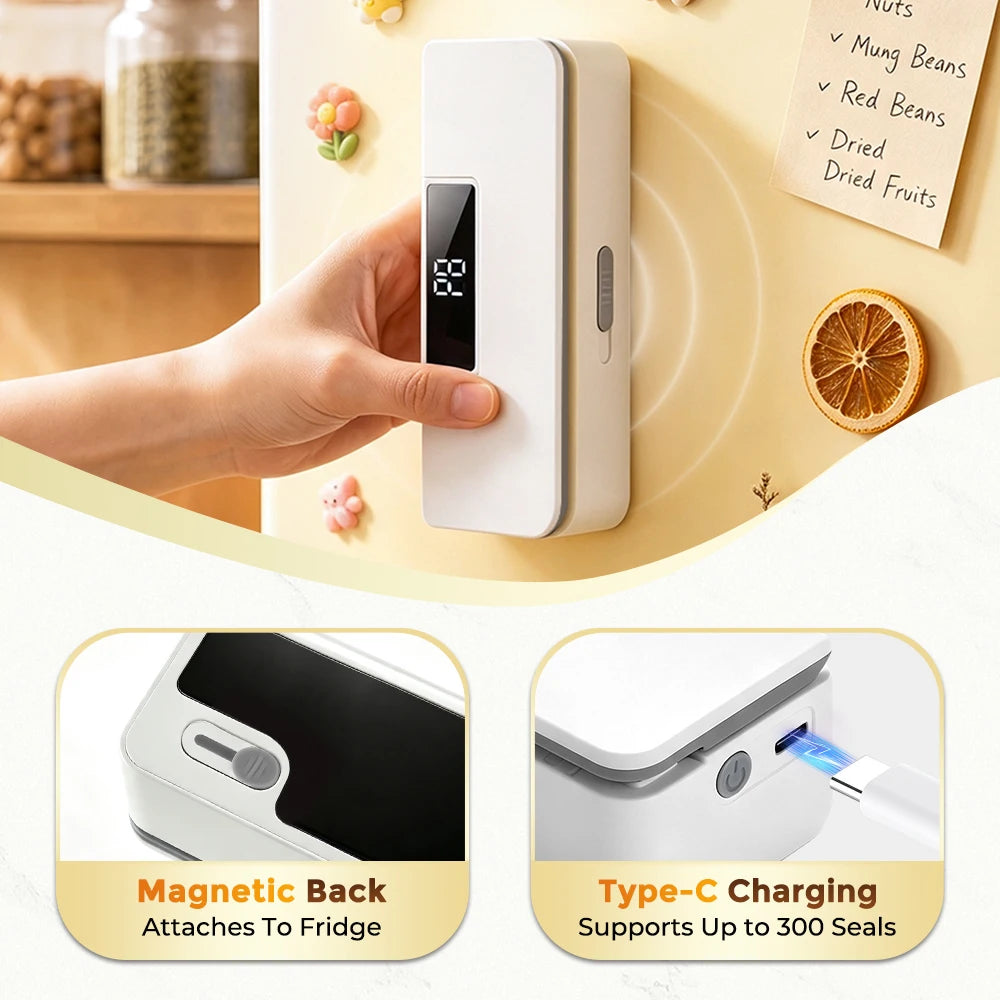 Portable Rechargeable Mini Bag Sealer with Built-in Cutter and 8 Heat Levels - 13