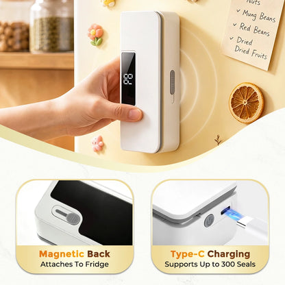Portable Rechargeable Mini Bag Sealer with Built-in Cutter and 8 Heat Levels
