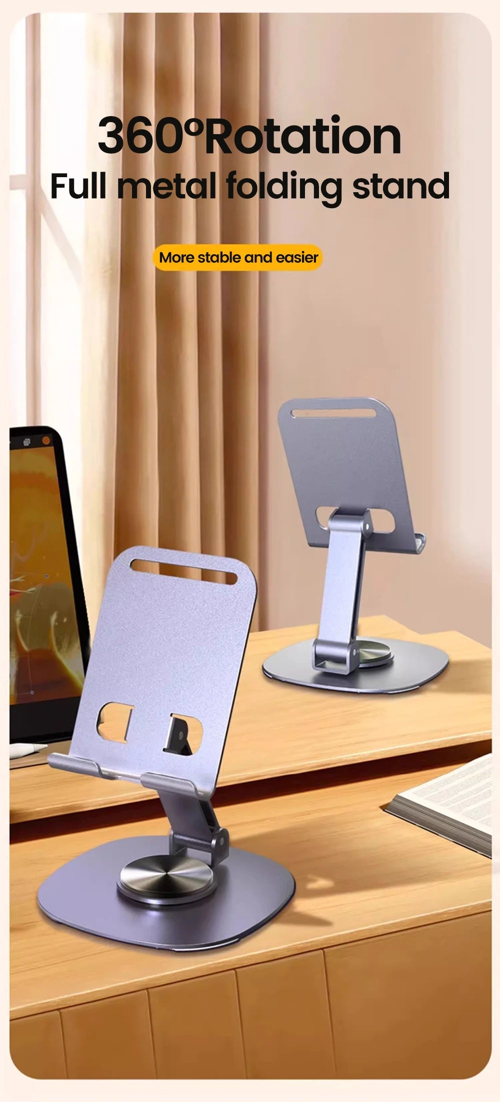 360° Rotating Foldable Phone & Tablet Desktop Stand – Adjustable Holder - 7